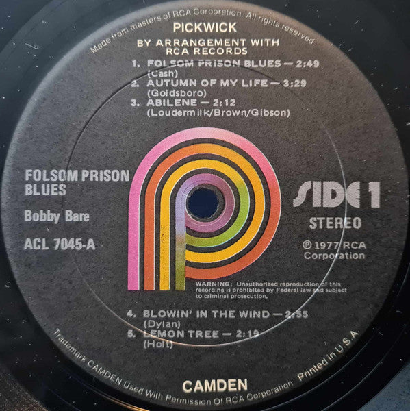 Bobby Bare : Folsom Prison Blues (LP, Album, RE)