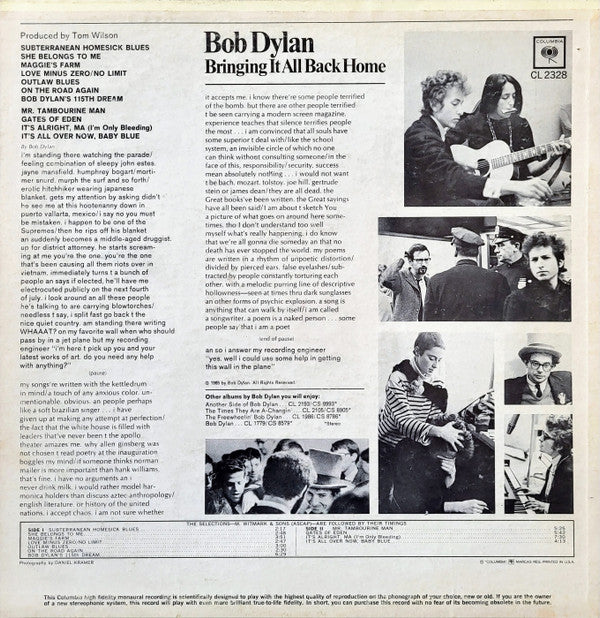 Bob Dylan : Bringing It All Back Home (LP, Album, Mono, RP, Pit)