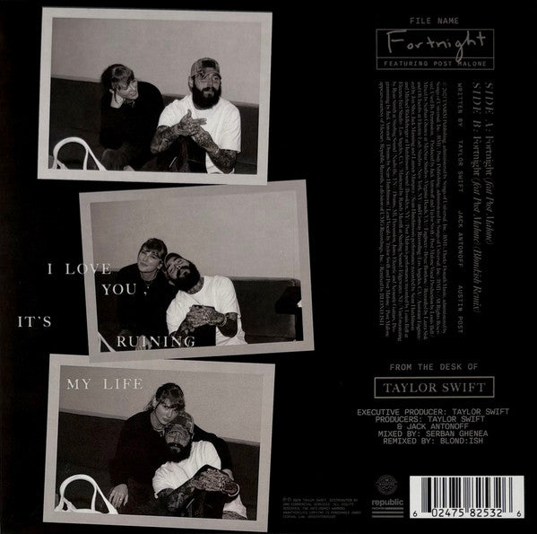 Taylor Swift Featuring Post Malone : Fortnight (7", RSD, Single, Whi)