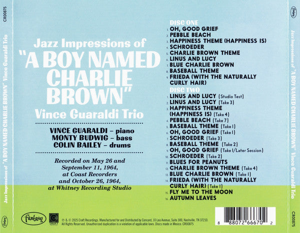 Vince Guaraldi Trio : Jazz Impressions Of "A Boy Named Charlie Brown" (CD, Album, RE, RM + CD, RM)
