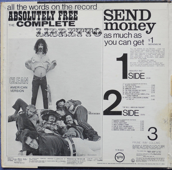 The Mothers : Absolutely Free (LP, Album, Wad)