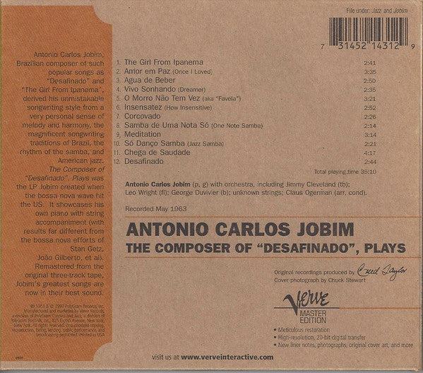 Antonio Carlos Jobim : The Composer Of "Desafinado", Plays (CD, Album, RE, RM, Dig)