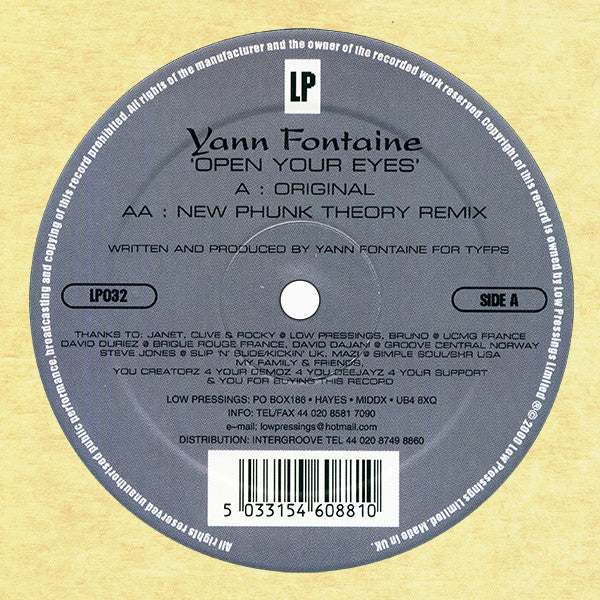 Yann Fontaine : Open Your Eyes (12")