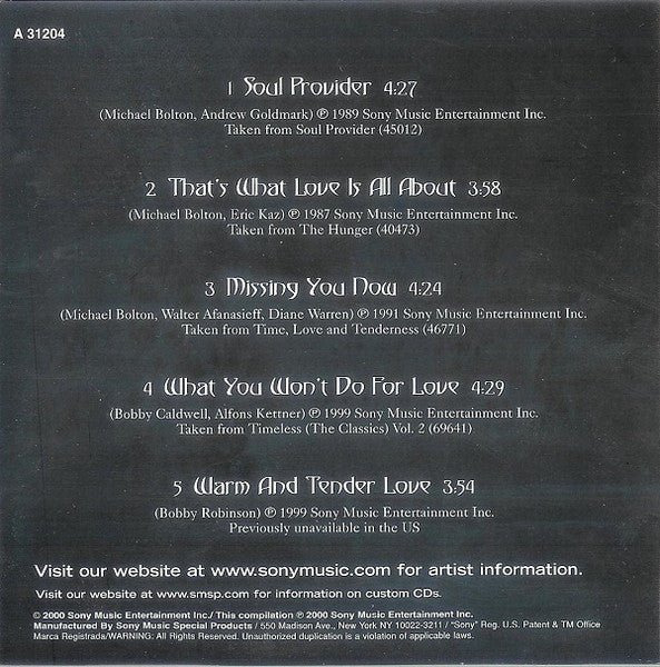 Michael Bolton : Warm And Tender Love (CD, Comp, Ltd)