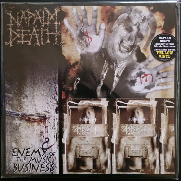 Napalm Death : Enemy Of The Music Business (LP, Album, RE, Yel)