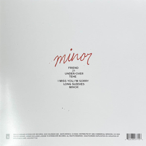 Gracie Abrams : Minor (LP, EP, RE, Red)