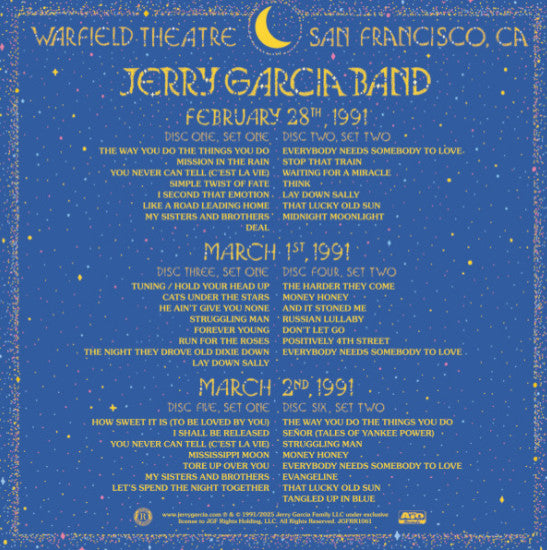 The Jerry Garcia Band : Live At The Warfield (February 28th, March 1st & 2nd, 1991) (6xCD, Album + Box)