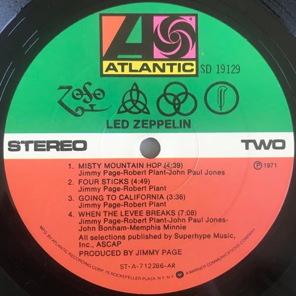 Led Zeppelin : Untitled (LP, Album, RE, AR )