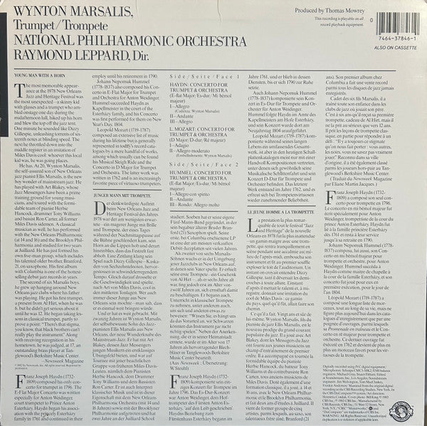 Wynton Marsalis, Haydn* / Hummel* / L. Mozart*, Raymond Leppard, National Philharmonic Orchestra : Trumpet Concertos (LP, Album, Car)