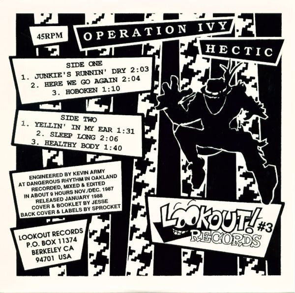 Operation Ivy : Hectic E.P. (7", EP, RE)