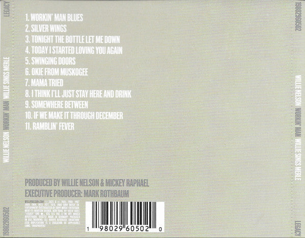 Willie Nelson : Workin' Man: Willie Sings Merle (CD, Album)
