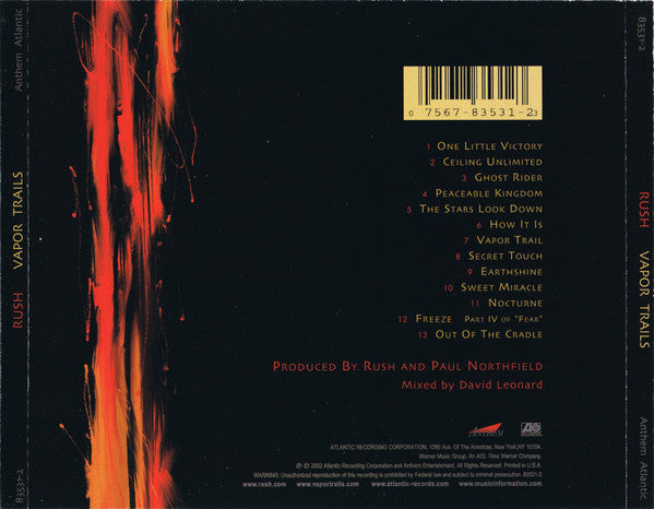 Rush : Vapor Trails (CD, Album, Promo)