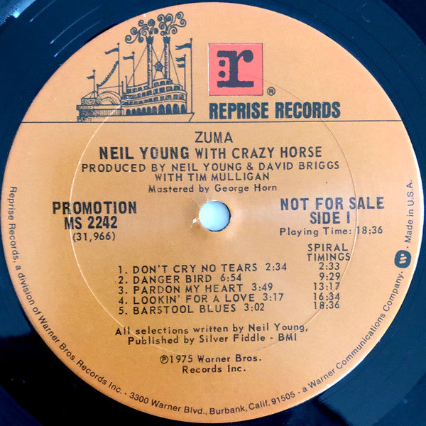 Neil Young With Crazy Horse : Zuma (LP, Album, Promo)