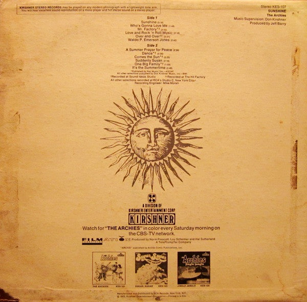 The Archies : Sunshine (LP, Album)