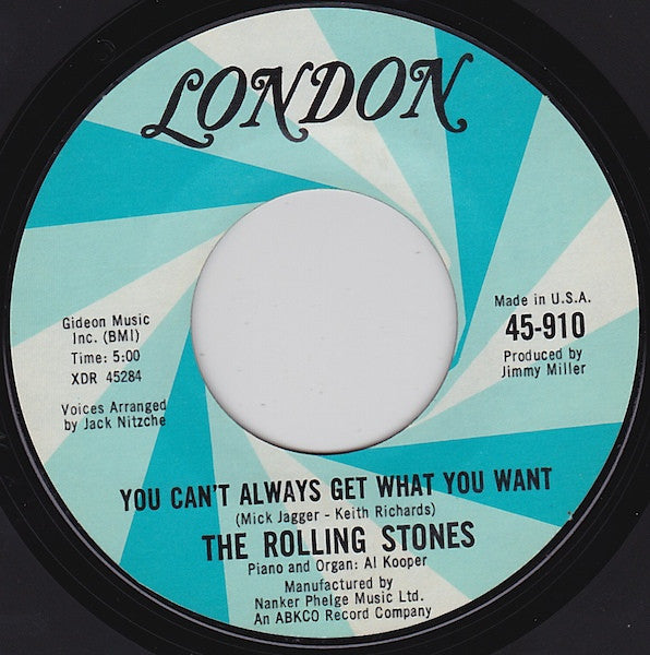 The Rolling Stones : Honky Tonk Women / You Can't Always Get What You Want (7", Single, Styrene, Mon)