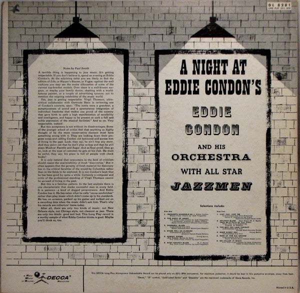 Eddie Condon With All Star Jazz Men : A Night At Eddie Condon's (LP, Mono)