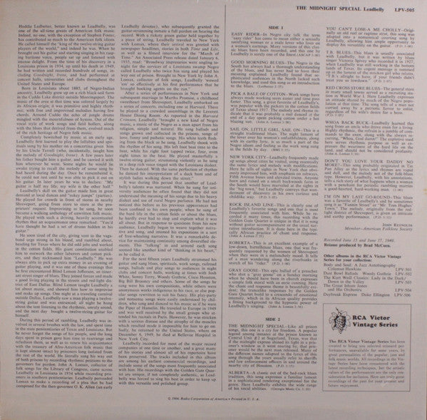 Leadbelly : The Midnight Special (LP, RE, Ind)