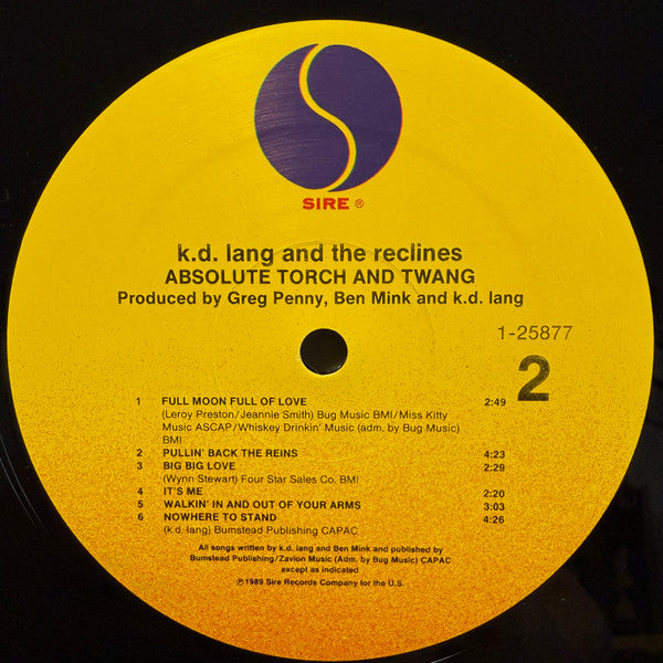 k.d. lang And The Reclines : Absolute Torch And Twang (LP, Album, All)