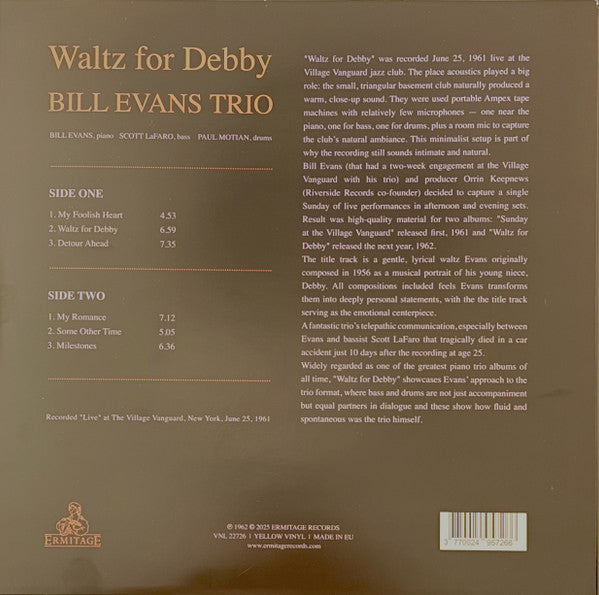 The Bill Evans Trio with Scott LaFaro And Paul Motian : Waltz For Debby (LP, Album, Ltd, RE, yel)