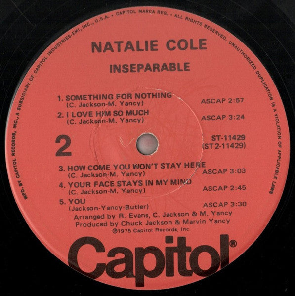 Natalie Cole : Inseparable (LP, Album, Jac)