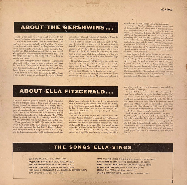 Ella Fitzgerald : Ella Fitzgerald Sings The Gershwin Song Book Vol. 1 (LP, Album, Mono, Hol)