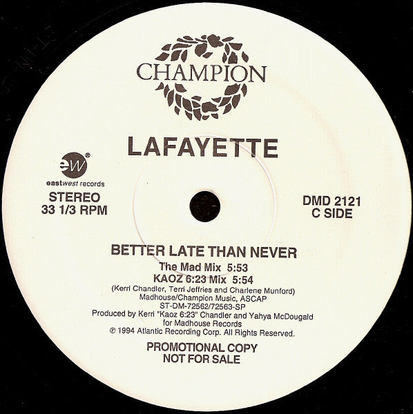 Lafayette : Better Late Than Never (2x12", Promo)