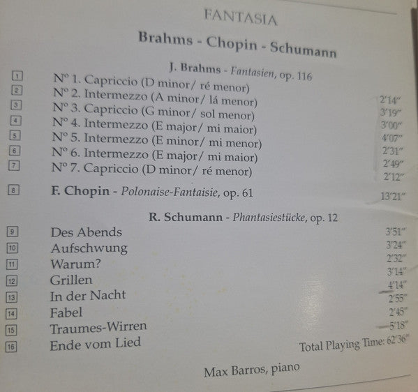 Max Barros : FANTASIA - Brahms, Chopin, Schumann (CD-ROM, Album)