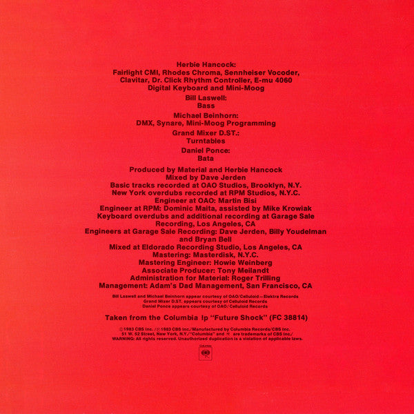 Herbie Hancock : Rockit (Extended Dance Version) (12", Single, Pit)