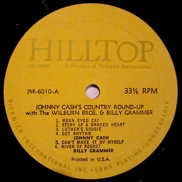 Johnny Cash With The Wilburn Bros.* And Billy Grammer : Country Round-up (The Authentic Sounds Of Country & Western Music) (LP, Comp, Mono)