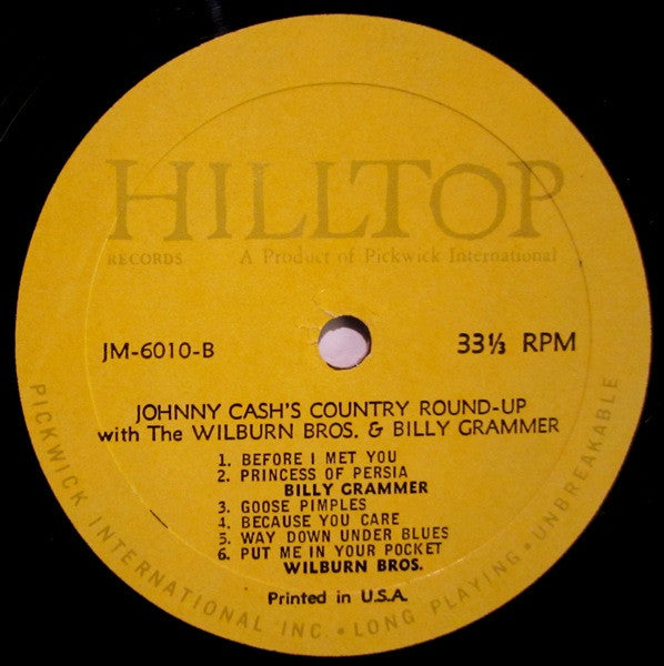 Johnny Cash With The Wilburn Bros.* And Billy Grammer : Country Round-up (The Authentic Sounds Of Country & Western Music) (LP, Comp, Mono)