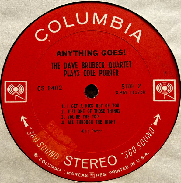 The Dave Brubeck Quartet : Anything Goes! The Dave Brubeck Quartet Plays Cole Porter (LP, Album, San)
