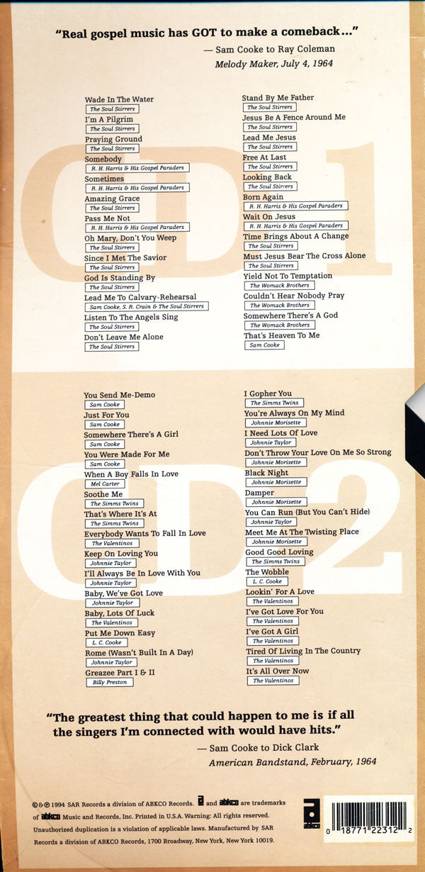 Buy Various : Sam Cooke's SAR Records Story 1959 - 1965 (2xCD