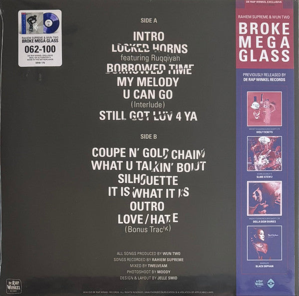 Rahiem Supreme & Wun Two : Broke Mega Glass (LP, Ltd, Num, Obi)
