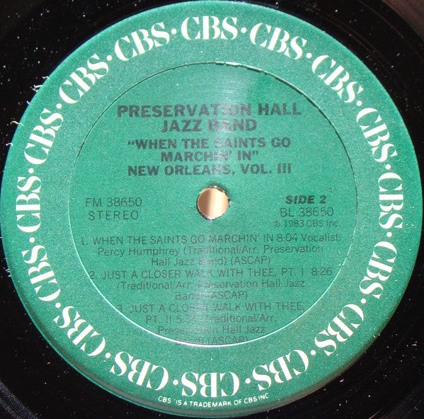 Preservation Hall Jazz Band : When The Saints Go Marchin' In (New Orleans, Vol. III) (LP, Album)