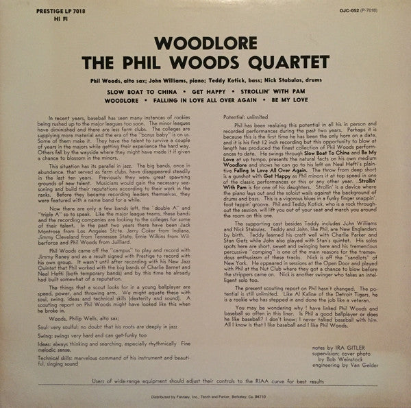 Phil Woods Quartet* : Woodlore (LP, Album, RE)