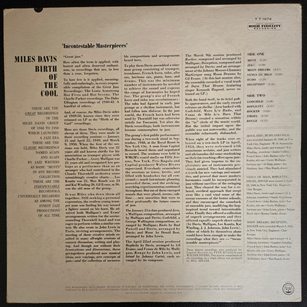 Miles Davis : Birth Of The Cool (LP, Comp, Mono, RE, Scr)