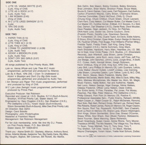 MC Lyte : Lyte As A Rock (Cass, Album)