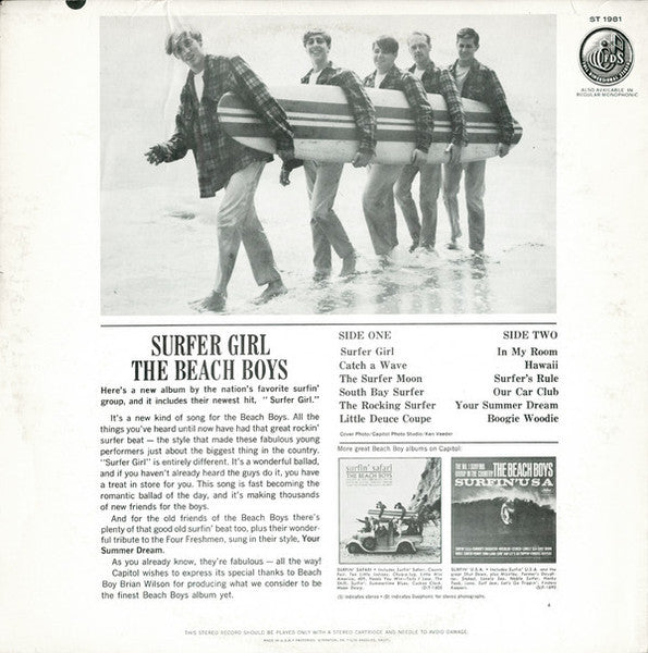 The Beach Boys : Surfer Girl (LP, Album, Los)