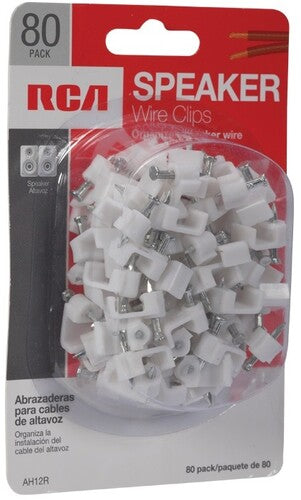 RCA AH12R Speaker Wire Clips with Nails 80 Count (White)