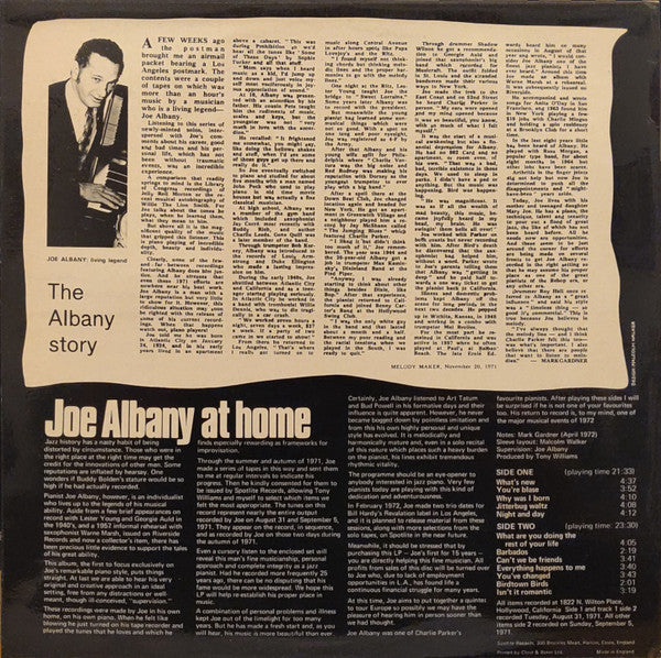 Joe Albany : At Home (LP, Album, Mono)