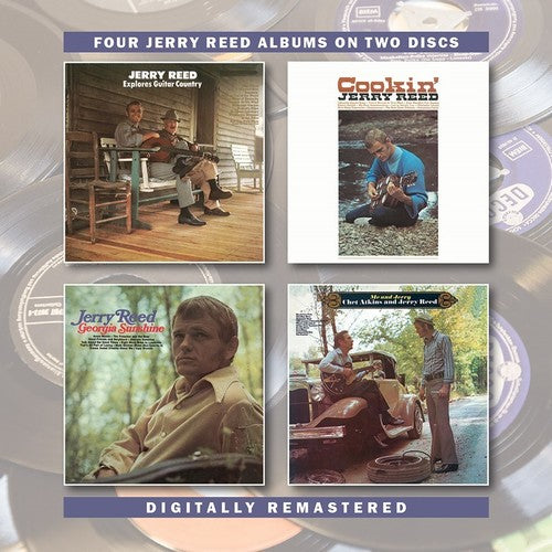 the album cover for Jerry Reed - Jerry Reed Explores Guitar Country / Cookin / Georgia Sunshine / Me &Jerry