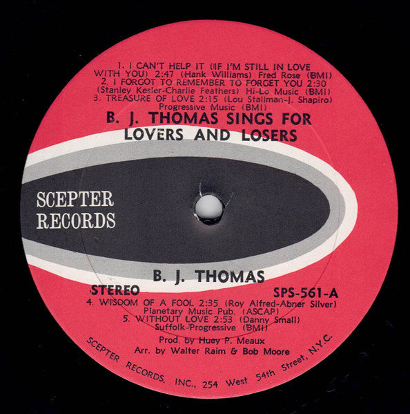B.J. Thomas : Sings For Lovers And Losers (LP, Album)