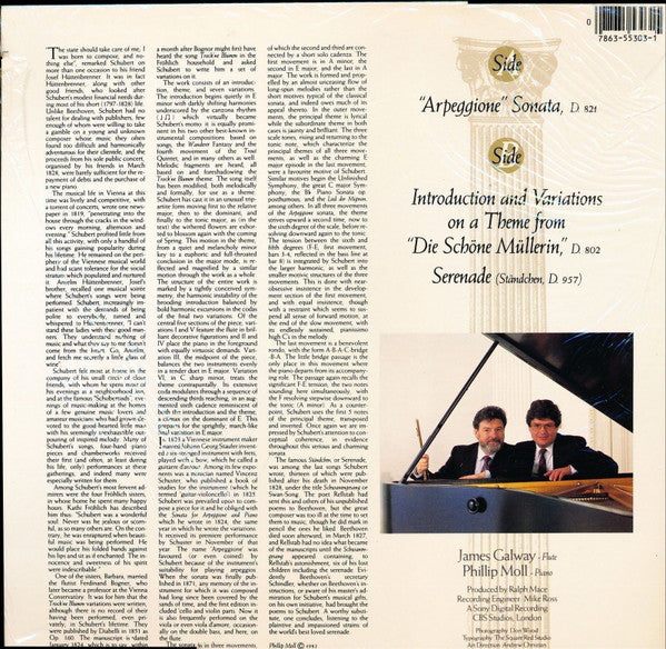 James Galway Plays Schubert* : "Arpeggione" Sonata / Introduction And Variations On A Theme From "Die Schöne Müllerin" / Serenade (LP, Album)