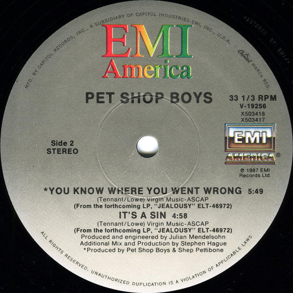 Pet Shop Boys : It's A Sin (12")