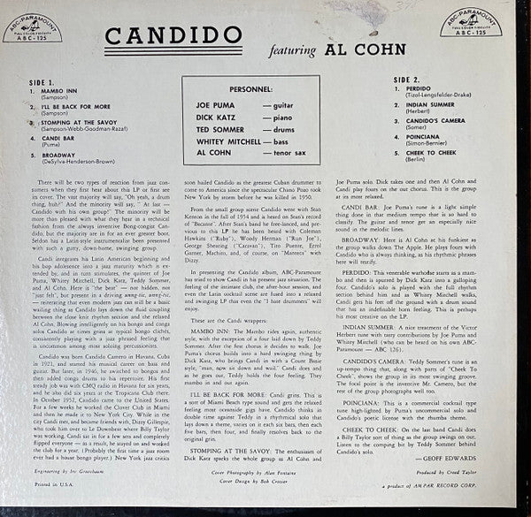 Candido Featuring Al Cohn : Candido (LP, Album)