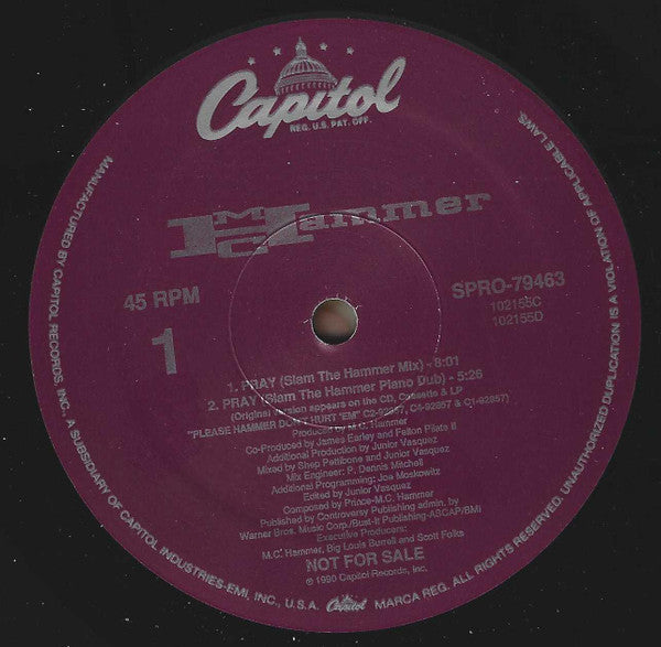 MC Hammer : Pray (Remix) (12", Promo)