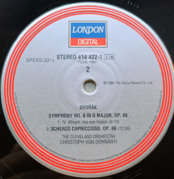 Antonín Dvořák, The Cleveland Orchestra, Christoph von Dohnányi : Symphony No.8 / Scherzo Capriccioso (LP, Album)