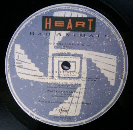 Heart : Bad Animals (LP, Album, Club, BMG)