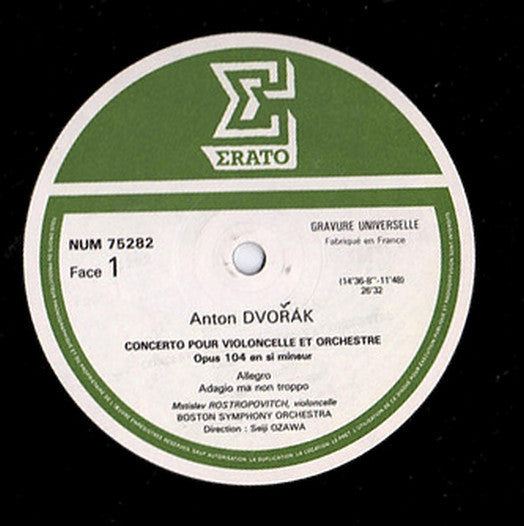 Antonín Dvořák / Pyotr Ilyich Tchaikovsky - Mstislav Rostropovich, Boston Symphony Orchestra, Seiji Ozawa : Concerto Pour Violoncelle / Variations Rococo (LP)