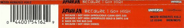 Afroman : Because I Got High (CD, Single, Enh)